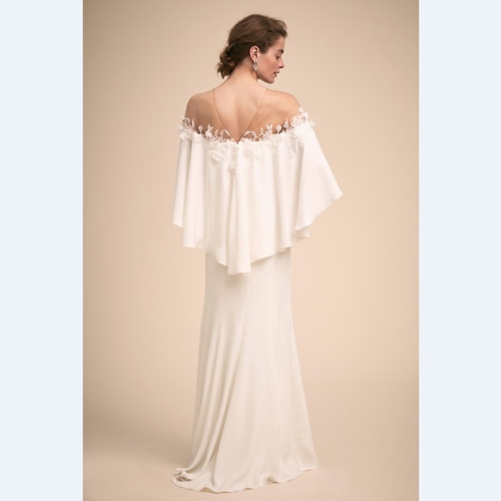 Ivory Tadashi Shoji Sheer Yoke Illusion Gown
